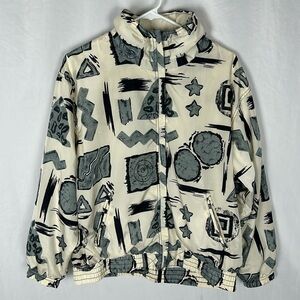 Vintage 90s Bold Spirit Petit Cream All Over Print Windbreaker Jacket Size Small